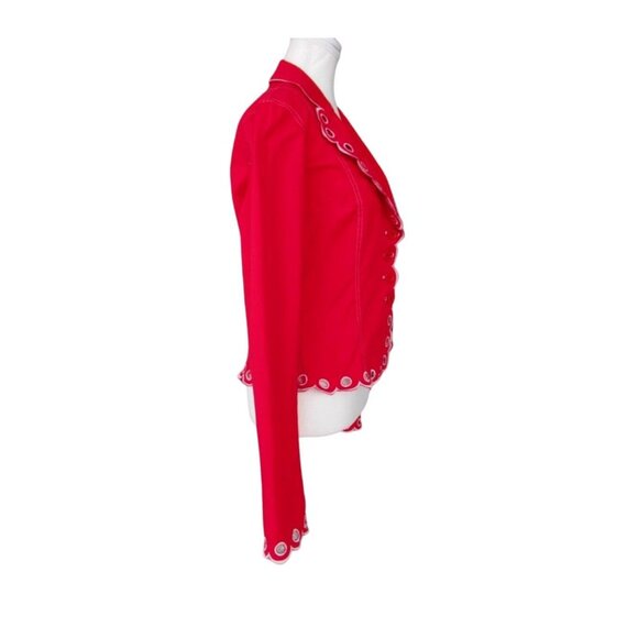 Moschino Red Cotton Scalloped Blazer Jacket - Picture 7 of 8